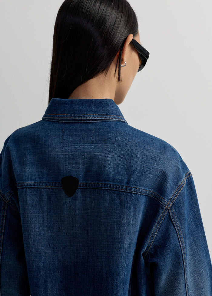 WAIST TAB BUTTONS DENIM SHIRT