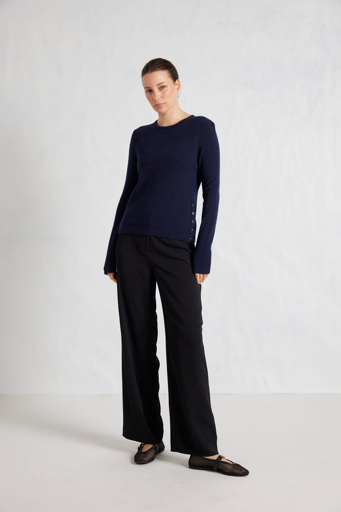 Alessandra Knitwear What A Stud Merino Cashmere Sweater in Midnight Navy