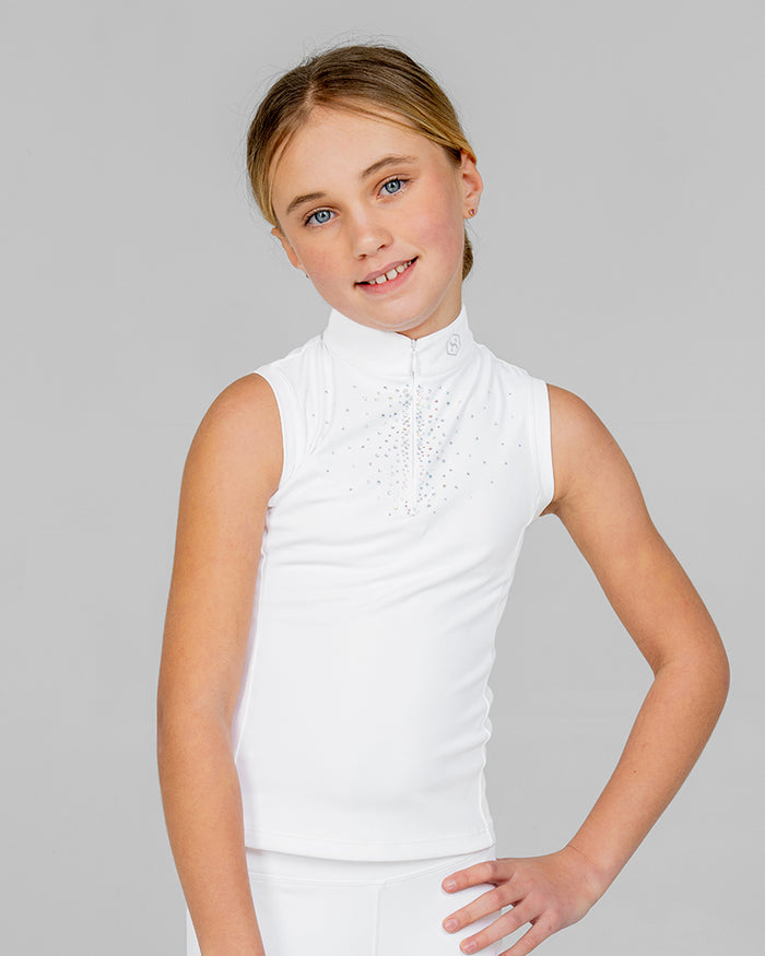 White Aurora Kids Sleeveless Competition Shirt