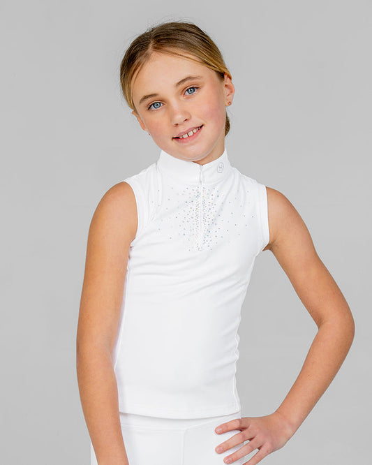 White Aurora Kids Sleeveless Competition Shirt