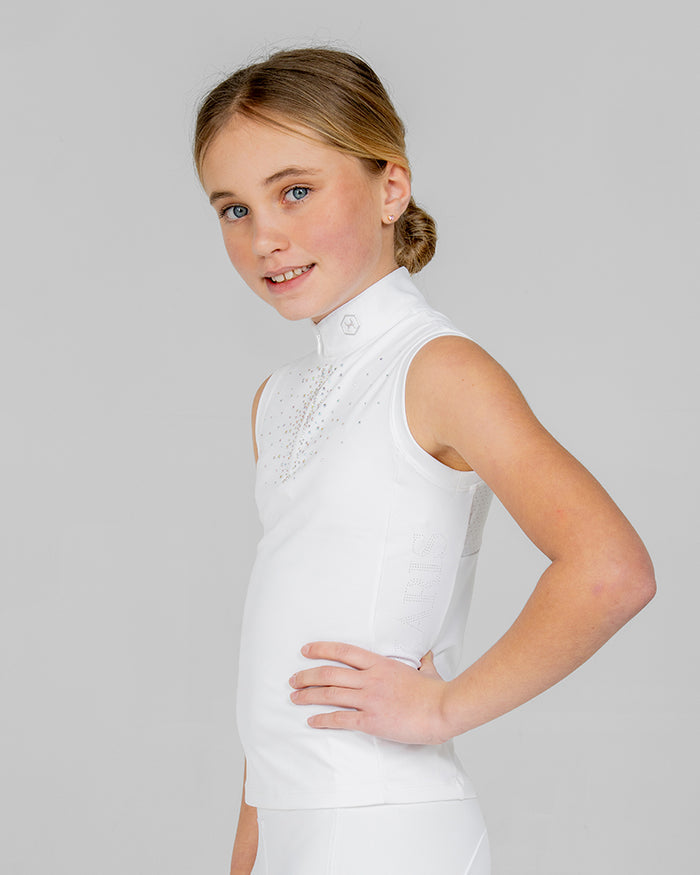 White Aurora Kids Sleeveless Competition Shirt