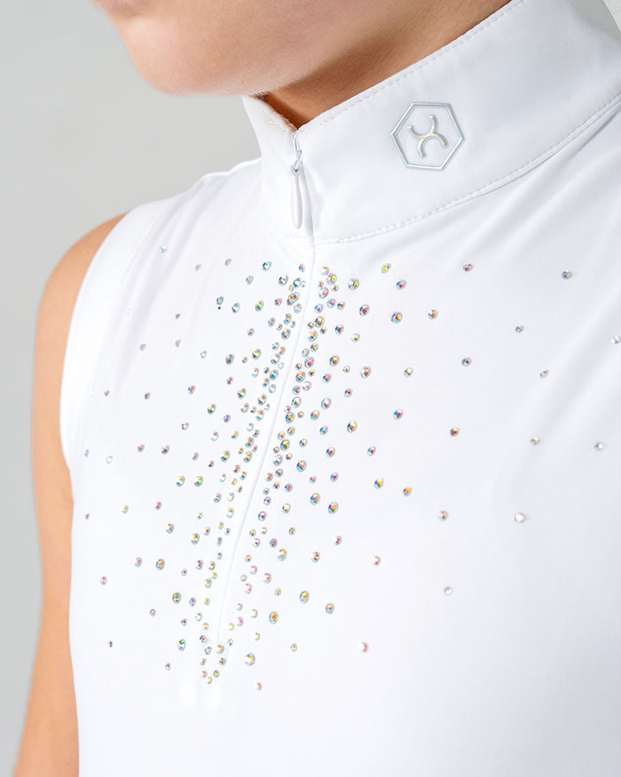 White Aurora Kids Sleeveless Competition Shirt