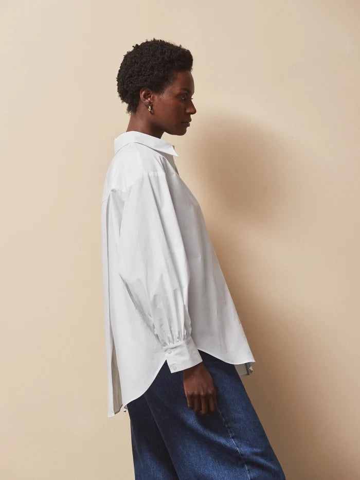 White Cross Over Back Cotton Shirt