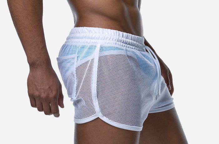 WHITE MESH SHORT