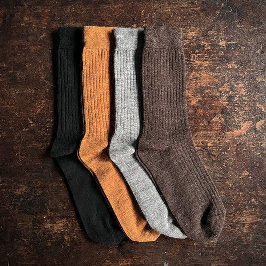 Women's Alpaca/Merino Wool Rib Socks - Many Colours
