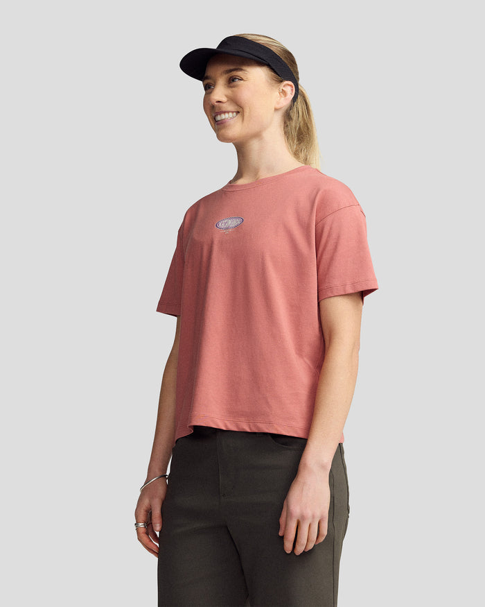 Women's Retro Badge Organic Cotton T-Shirt - Clay