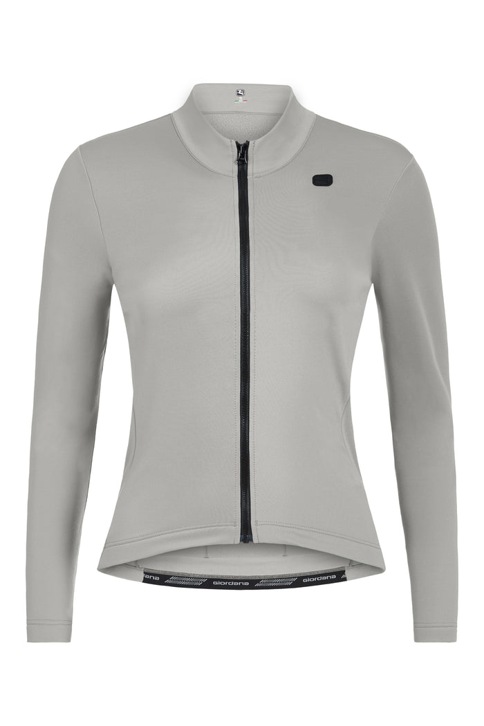 Women's SilverLine Thermal Long Sleeve Jersey by Giordana Cycling, LUNAR GREY, Made in Italy