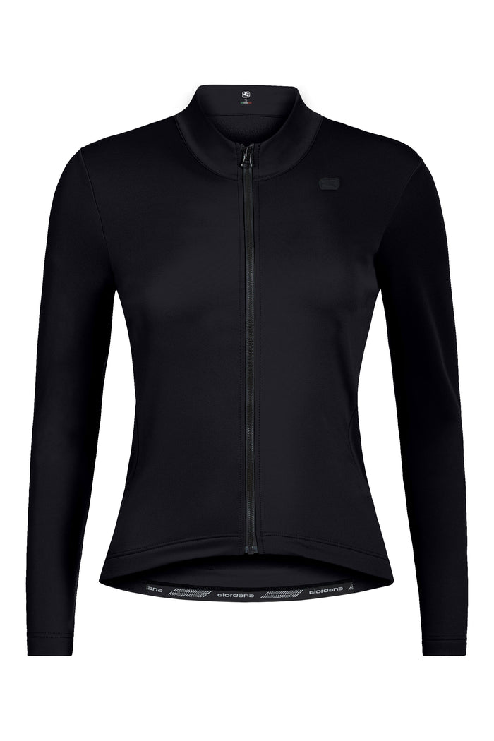 Women's SilverLine Thermal Long Sleeve Jersey by Giordana Cycling, BLACK, Made in Italy