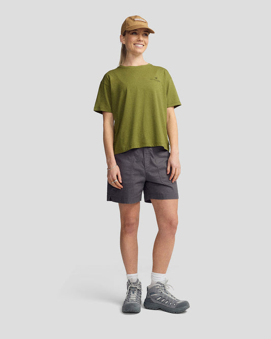 Women’s Trail Treasure Organic Cotton T - shirt - Dark Fern