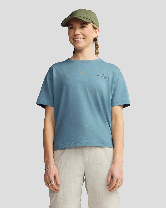 Women’s Trail Treasure Organic Cotton T - shirt - Washed Blue