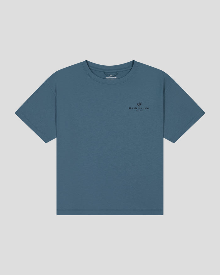 Women’s Trail Treasure Organic Cotton T - shirt - Washed Blue