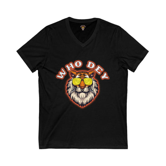 Womens V-Neck  "Who Dey" Cool Tiger Design