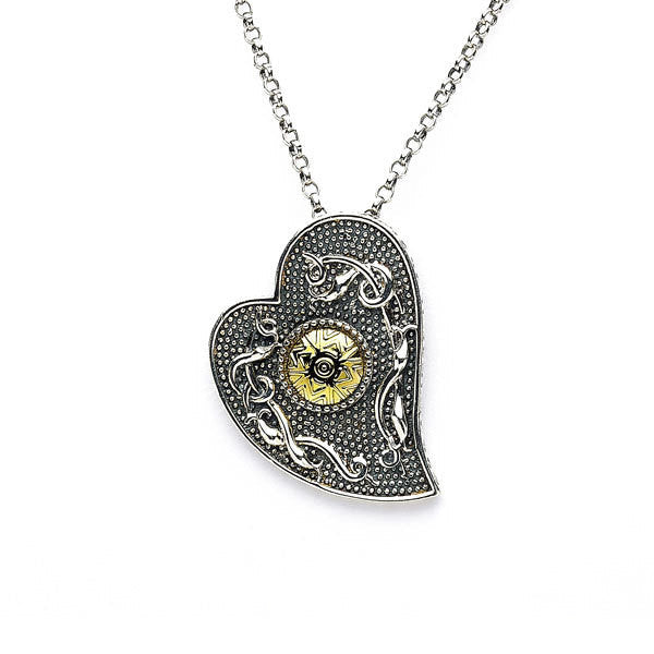 Wood Quay Heart Shaped Pendant with 18K Gold Beading