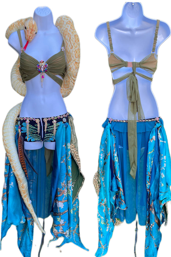 Y2K Pop Star Snake Charmer Dance Rave Bra Set Cosplay Costume