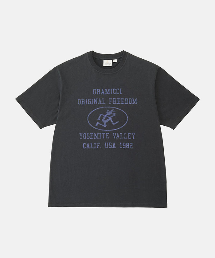 Gramicci vintage black Yosemite Valley Tee with a graphic against a light-tone background.