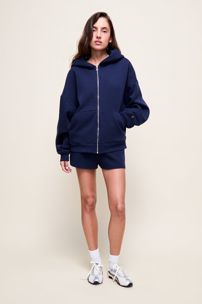Zip Up Hoodie in Navy