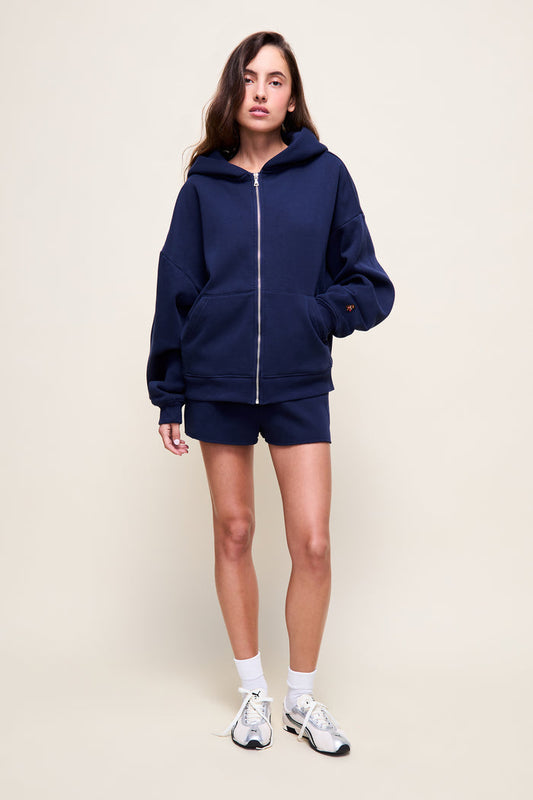 Zip Up Hoodie in Navy