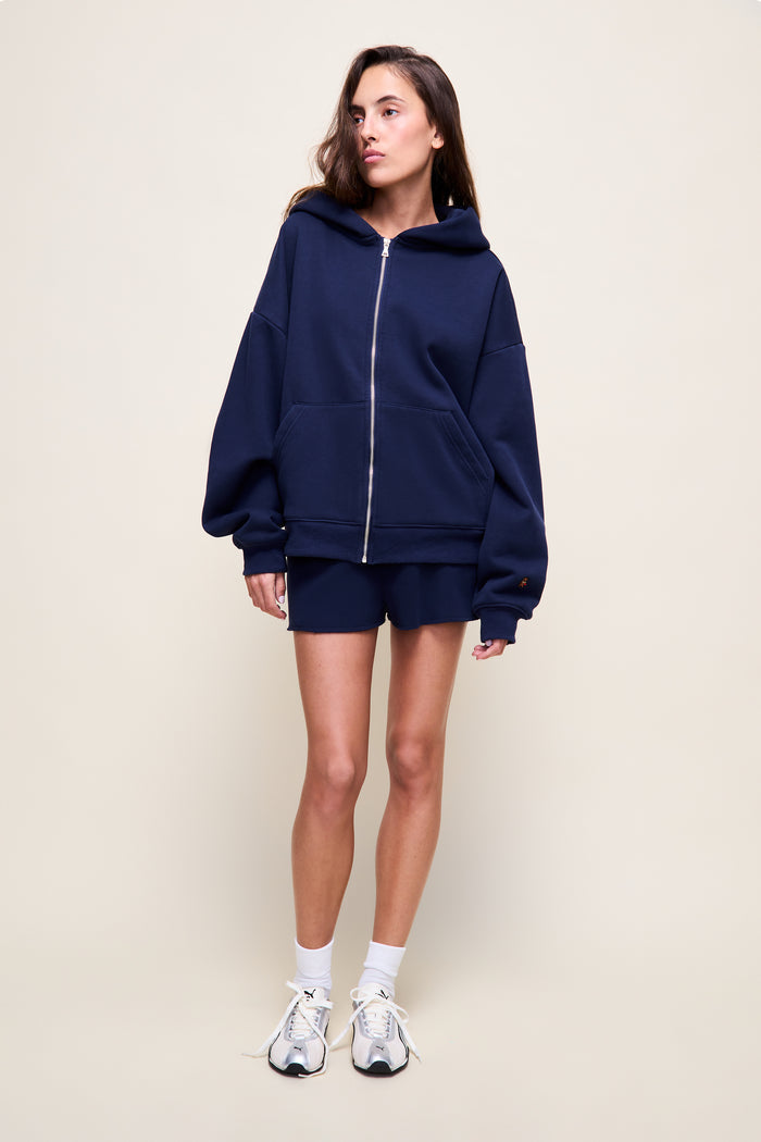 Zip Up Hoodie in Navy